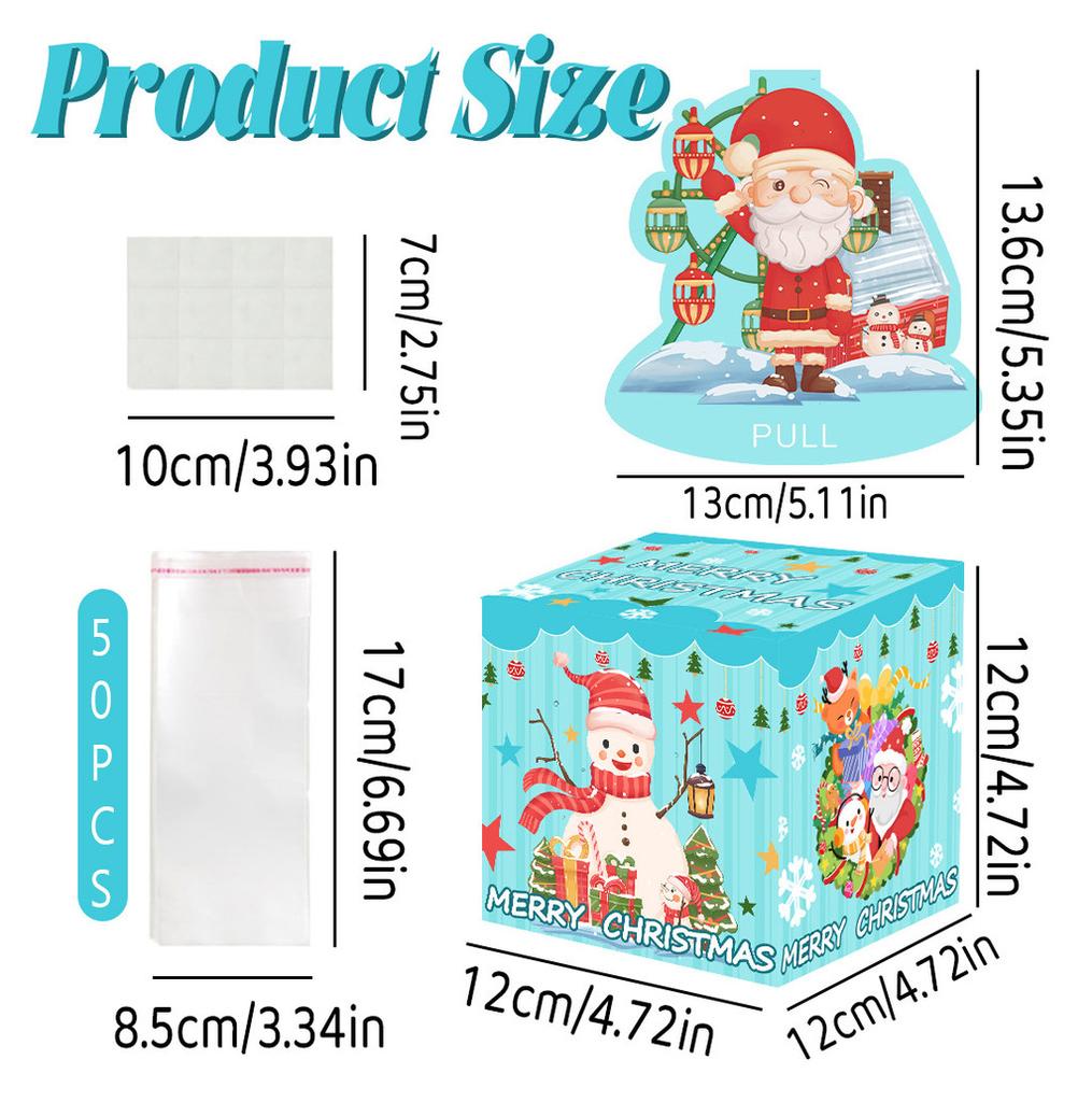Snowman Blue Santa Claus Pattern Gift Box Christmas Decoration Prop Atmosphere