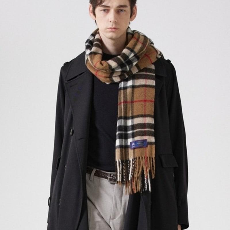 ABRAHAM MOON Merino Wool Shawl Muffler 50cm - Camel Thompson