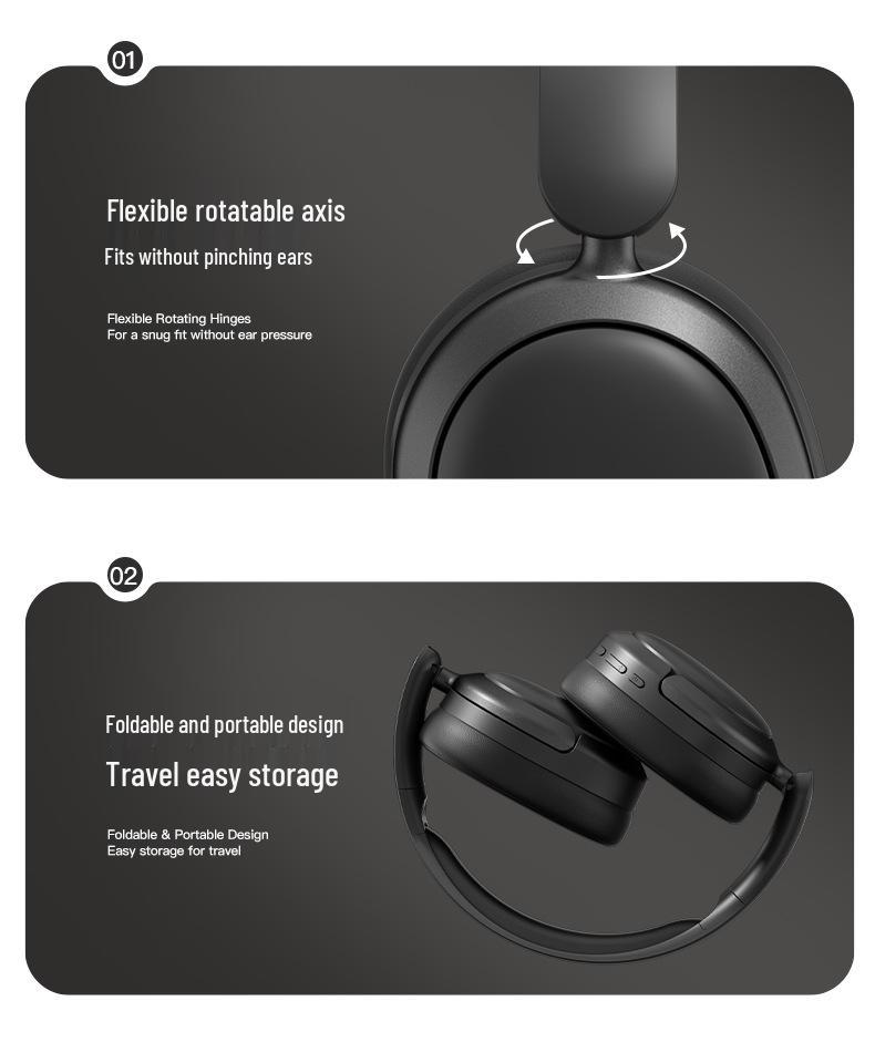Игровые Bluetooth-наушники с оголовьем 2025: Беспроводные, С шумоподавлением, Мощный бас, Сверхдолгая работа от батареи, Для спорта