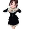 Elegant French High-End Petite Velvet Dress for Autumn/Winter 2026 in Black and Gold