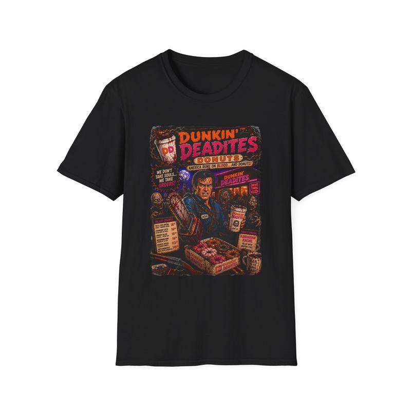 Dunkin Deadites Donuts Unisex T-Shirt| Horror Coffee Evil dead