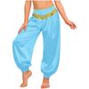 Girls Sequin Tassels Bloomers Pants Braid Trim Loose Fit Side Zipper Belly Dance Costume