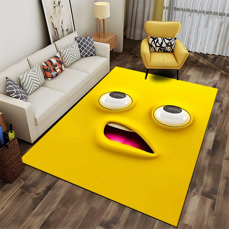 Yellow Cartoon Face Carpet suitable as a non-slip mat for the living room or bedroom sofa