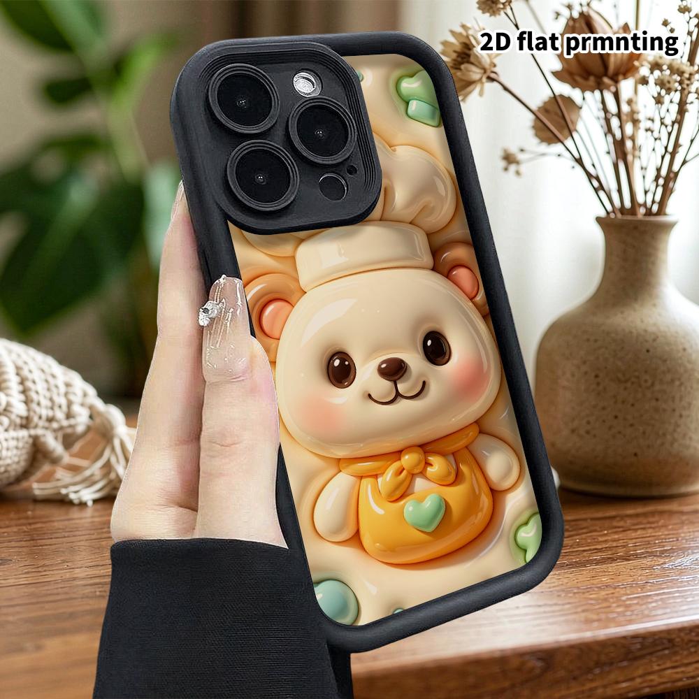 Phone Case: 2D flat design suitable for iPhone 18 17 16 15 14 13 Pro protective case, chef little bear, perfect Christmas and Halloween holiday gift