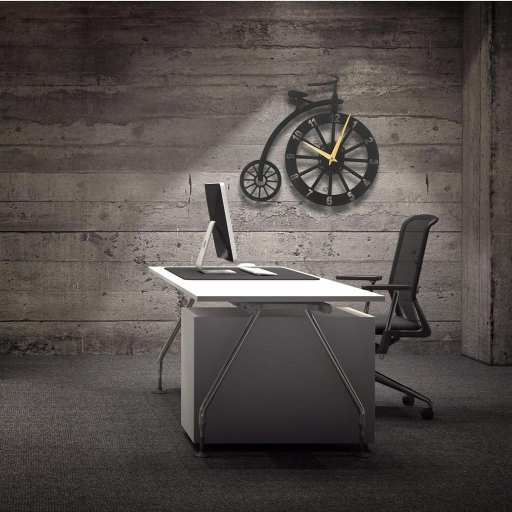 Gold Needle Numerals Cycle Shape Metal Analog Wall Clock for Home & Office | Big Size Stylish Latest Home Decor