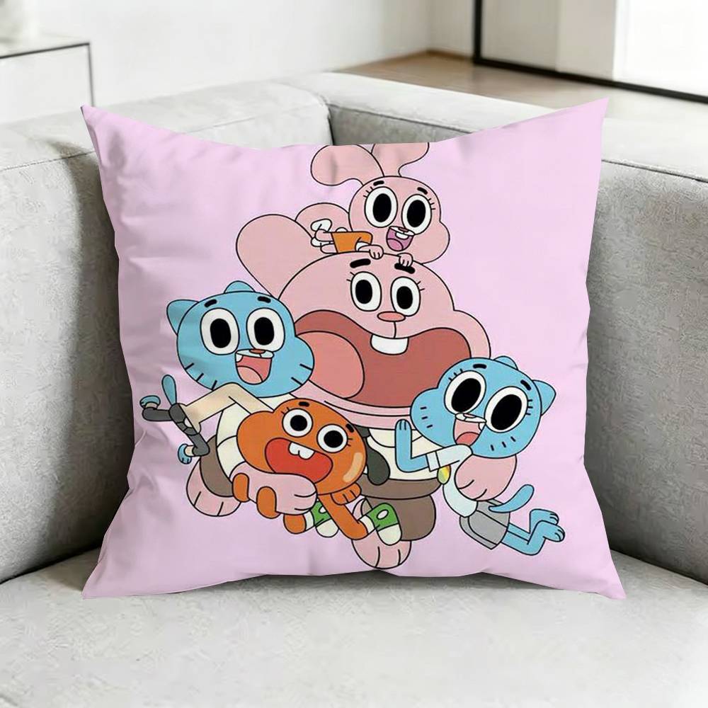 The Amazing World Of GumballL Square DoubleSided printed Pillow Case Bedroom Bedside Pillow Sofa Cushion Cover Gift
