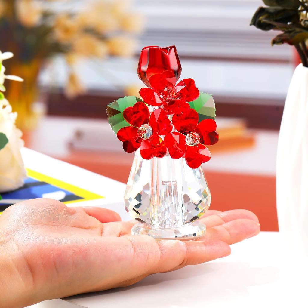 Popular K9 Crystal Red Rose Figurine, a perfect gift for women, birthdays, retirement, White Day, anniversaries, Mother's Day, or any occasion.
