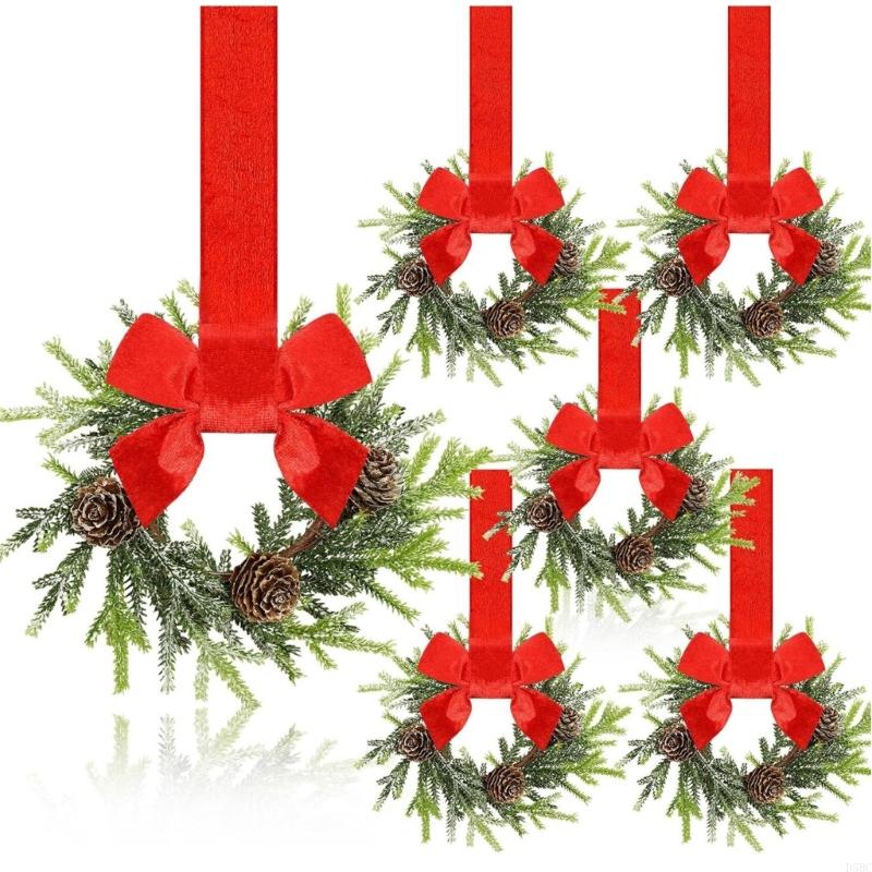 6pcs Plastic Bowknot Ribbon Wall Decoration Rings Wreath Closet Accessories for Christmas Birthday Party Decoration