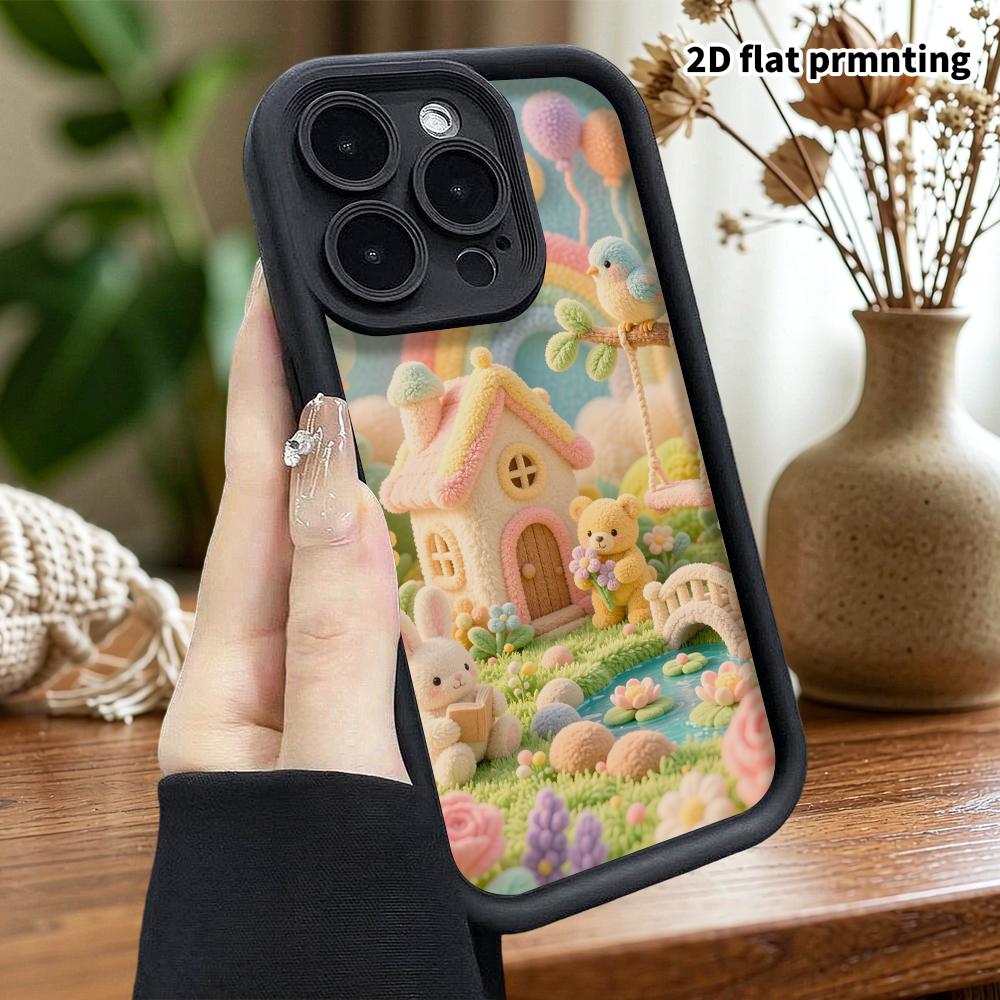 Phone Case: 2D flat, suitable for iPhone 18, 17, 16, 15, 14, 13, 12Pro protective case, garden cottage, perfect Christmas and Halloween holiday gift