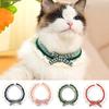 Hand Knitted Cat Collar with Button Design Cute Bow Decoration Soft Comfortable