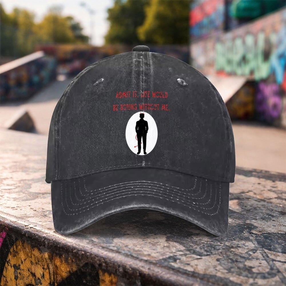 Little Devil Fun Print Washed Baseball Cap Unisex Duck Tongue Hat for Outdoor Sports Daily Wear