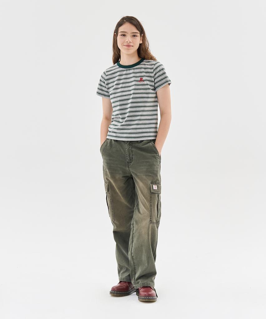 AECA Stripe Half Sleeve Tee-Green