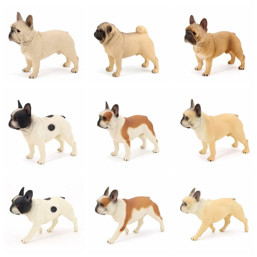 Realistic Bulldog Figurine Simulation French Bulldog Figure Puppy Pet Dog Animal Model Home Decor