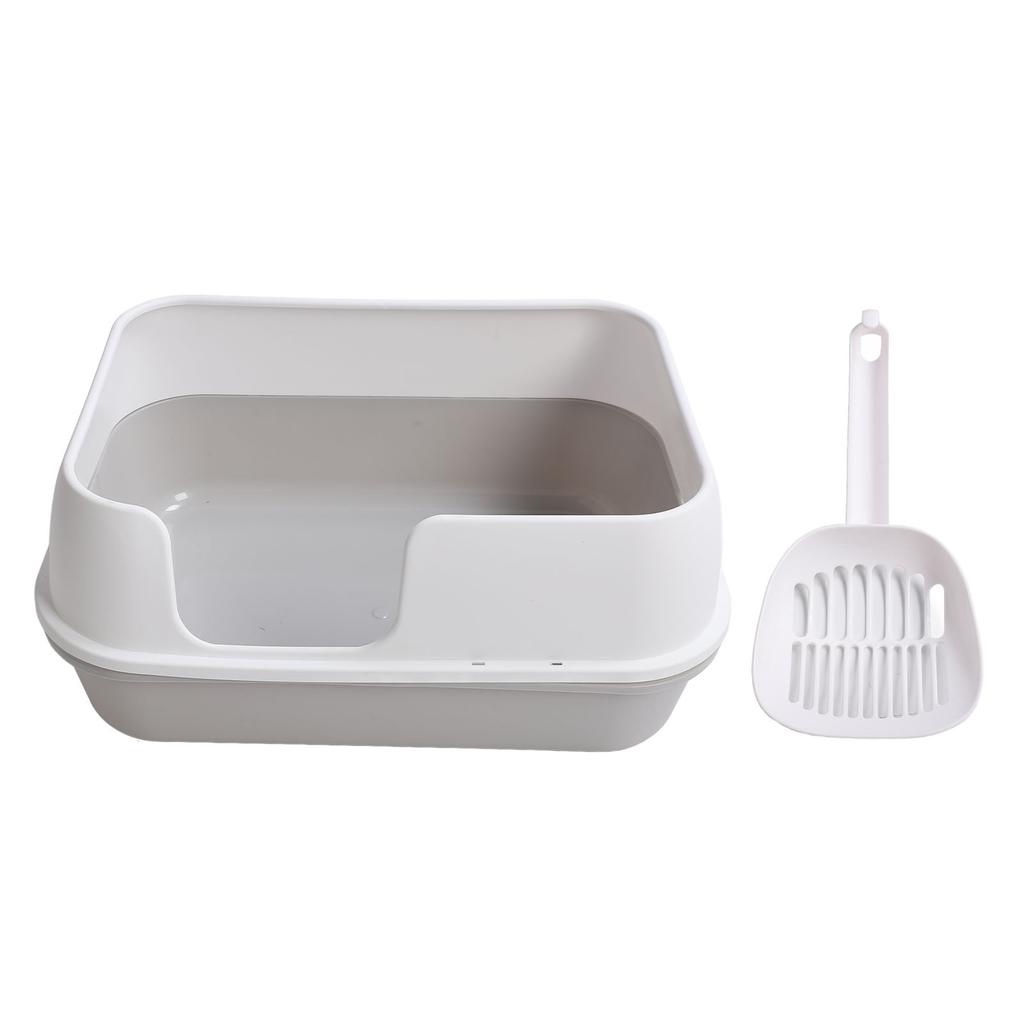 Cat Litter Box Extra Large Semi Enclosed Splash Proof Safe Removable Kitty Litter Pan with Scoop
