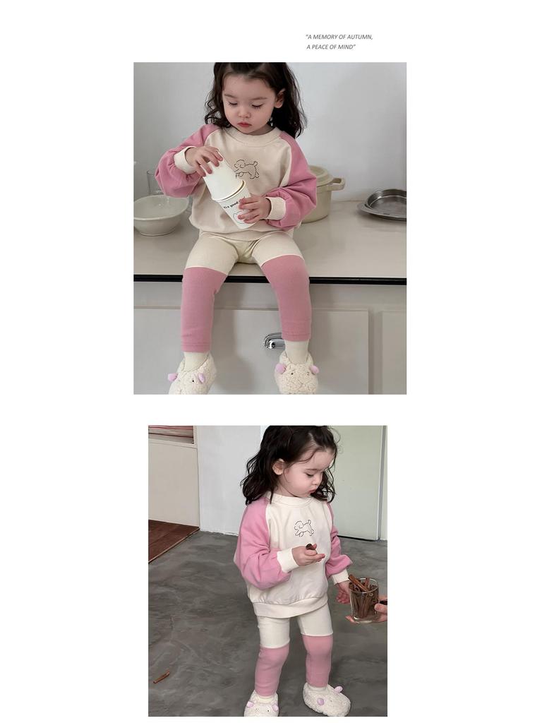 Комплект из двух предметов для девочек в корейском стиле: осенняя толстовка и леггинсы