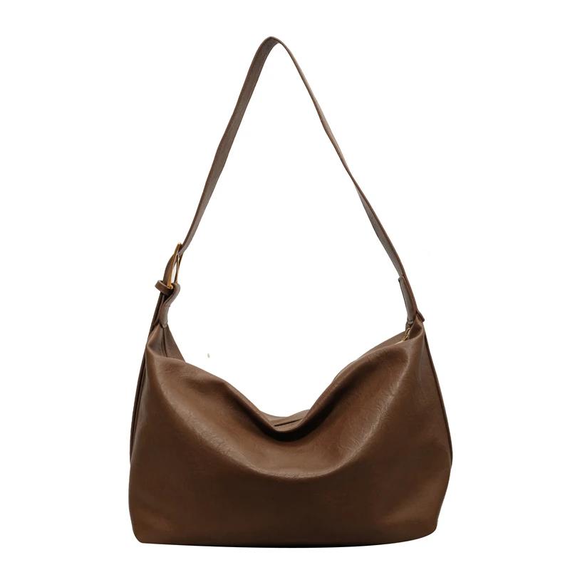 Women's Soft Monochromatic Shoulder Bag Zipped Bags Large Capacity High Quality Interior Compartment Fashionable