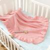1pc Cotton Soft Cozy Solid-Color Knit Youngsters Blanket - With Cute Ruffle Edge Ideal All-Season Warmth Cover for Kids