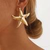 2025 New Fashion Big Starfish Shell Stud Earrings for Women Bohemian Gold Color Star Drop Earrings Jewelry Accessories
