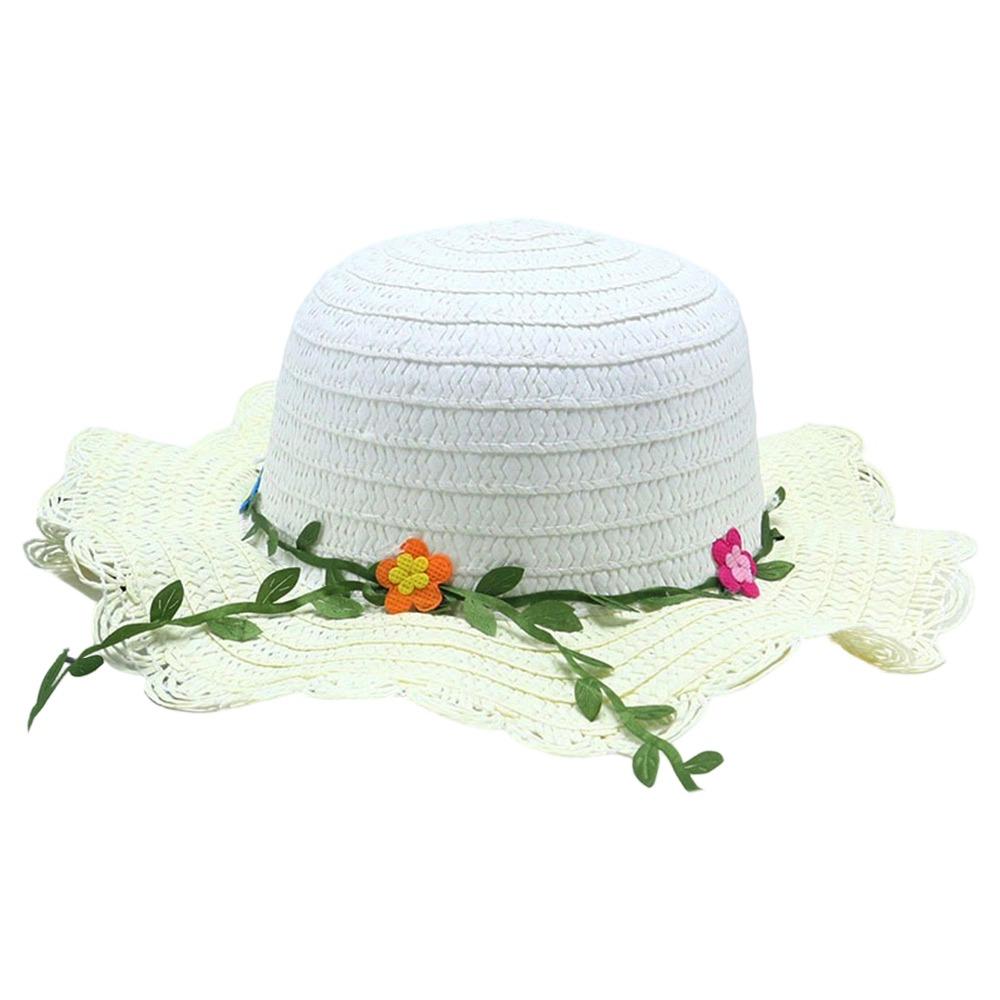 Flower Decoration Sun Hat Wide Brim Beach Hat Sweet Straw Hat Beach