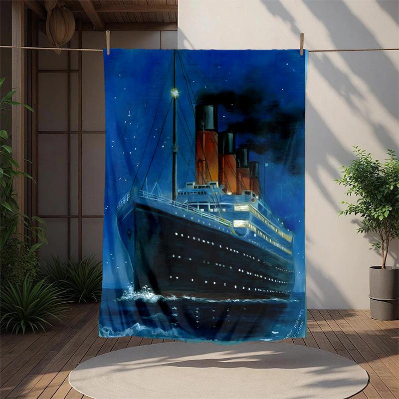 Titanic Flannel Blanket Soft Warm All-Season Throw, Design for Camping, Car Travel, Hiking Sofa, Bed, Office Perfect Gift for Parties