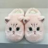 Женские осенне-зимние хлопковые тапочки - милый дизайн с котятами, вышитая пушистая домашняя обувь