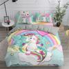 Children Cute Unicorn Duvet Cover Cartoon Bedding Set Rainbow Stripes Animals Children Kids Girls Gifts for Bedroom Decorations