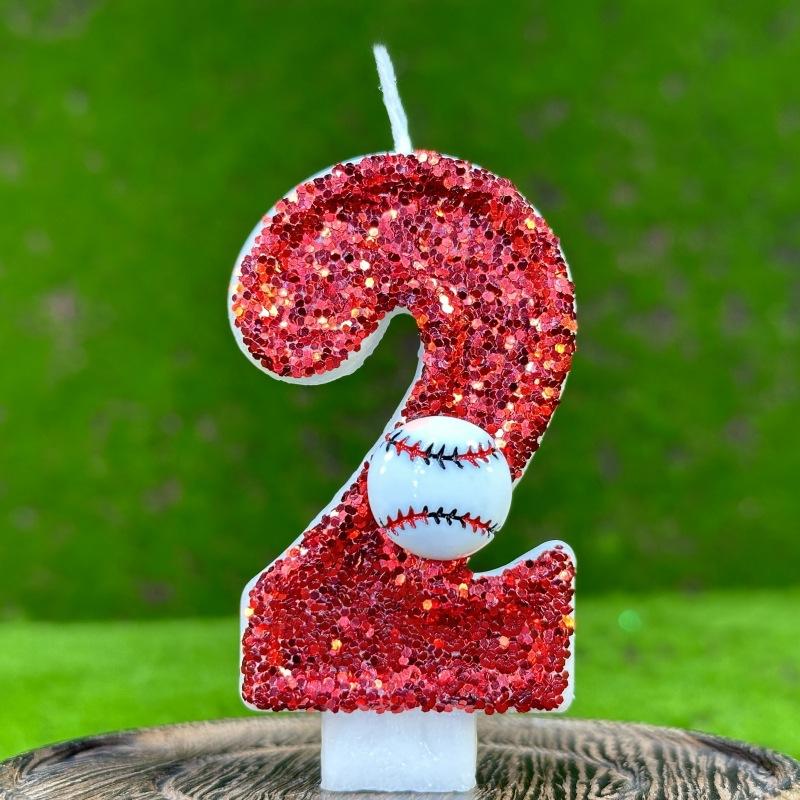 Свечи для торта в виде цифр, украшения для вечеринки, восковые цифры для бейсбола, самодельные бейсбольные цифры