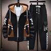 Autumn Hooded Jacket Suit Men Breathable Outwear Male Patchwork Color Streetwear Comfortable Casual Clothing Plus Size