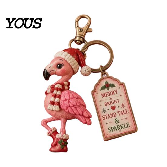 Holiday Keychain for Christmas with Gift Box, Cute Santa Claus Snowman Highland Cow Key Holder Family Reindeer Bag Charm, Keyring Pendant, Gifts Kids,
