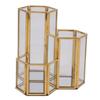 M-Modern-Glass Медный шестиугольный композитный держатель для ручек, стеклянная коробка для кистей для макияжа, многофункциональный настольный органайзер, офисные аксессуары