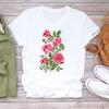 (Asian Size) Tee Top Flower Sweet Trend Cute 90s Style Clothing Casual Short Sleeve Fashion Tshirt Women Print Lady Female Graphic T-shirt