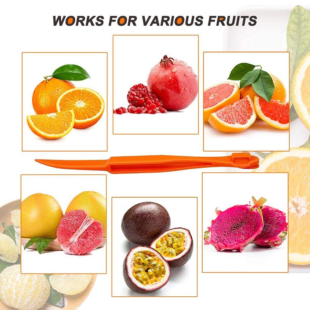 NOUSEG 2 Pack Citrus Peelers, Plastic, Orange, 15.85x1.2cm, Fruit Knife Kitchen Gadget