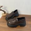 Лоферы женские 2025 осень новая мода универсальные квадратный носок ретро платформа британский стиль маленькие кожаные туфли универсальные одинарные туфли