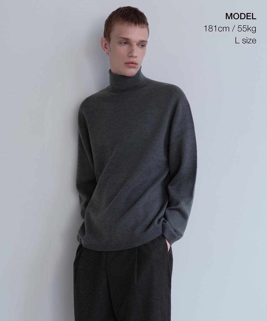 MUSINSA STANDARD Minimal Turtleneck Knit [Medium Gray]