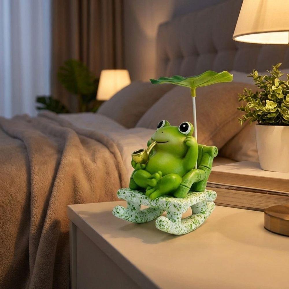 Lotus Leaf Frog Panda Figurine Resin Panda Sculpture Decoration Funny Bobble Chair Decor Home