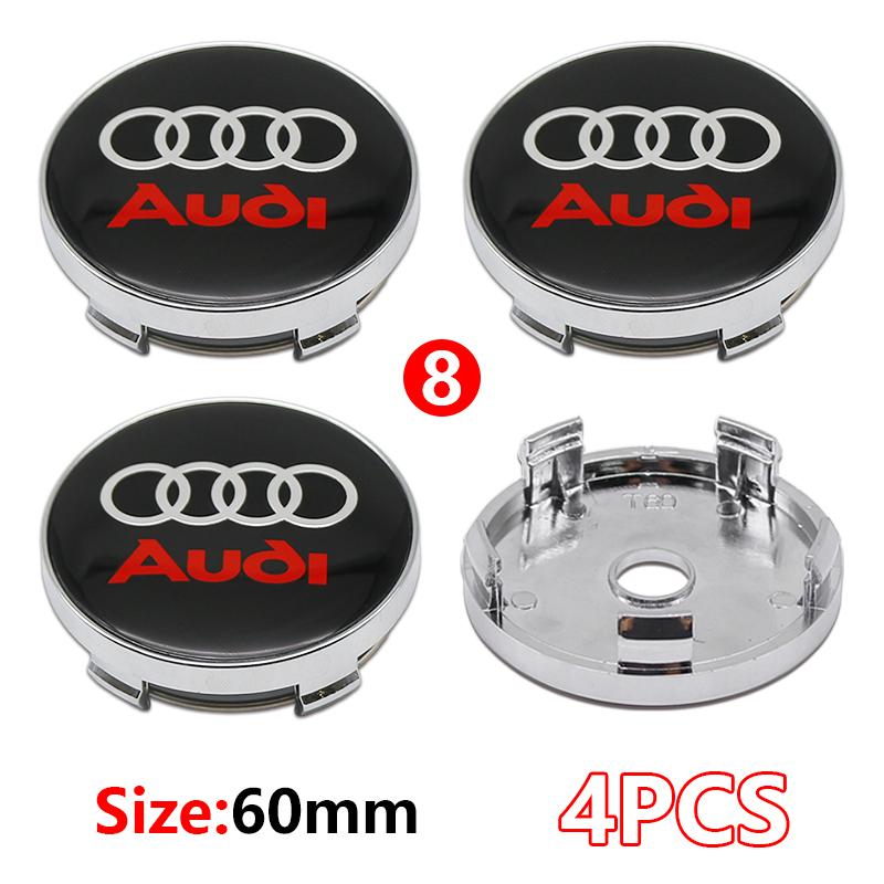 4Pcs 56mm Wheel Rim Hubcap Identity Overlay For Audi RS B8 B9 S A3 8V A4A6 C7 C6 A5 Q3 Q5 Q7 A1 Motorsport Tuning Accessory