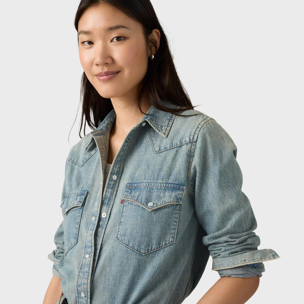 Levi's Ultimate Western Denim Shirt Women's Long Sleeve US M 86832-0070