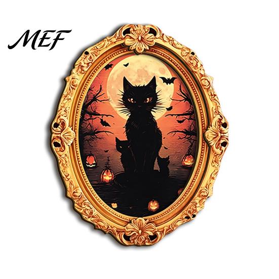 Spooky Refrigerator Magnets 1/6Pcs Halloween Retro Frame Magnet, Wooden Fridge Magnet Kitchen Decorations Decoration, Memo Note Holder for Holiday