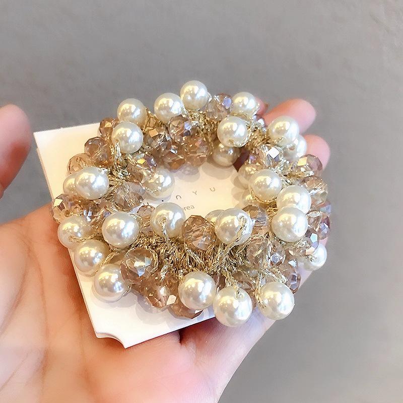 Резинка для волос в корейском стиле с жемчугом и кристаллами: Универсальный и простой аксессуар для волос