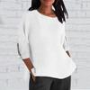 Women's Fashion Seven-Quarter Sleeve Round Neck Solid Color Loose Casual Shirt Tops