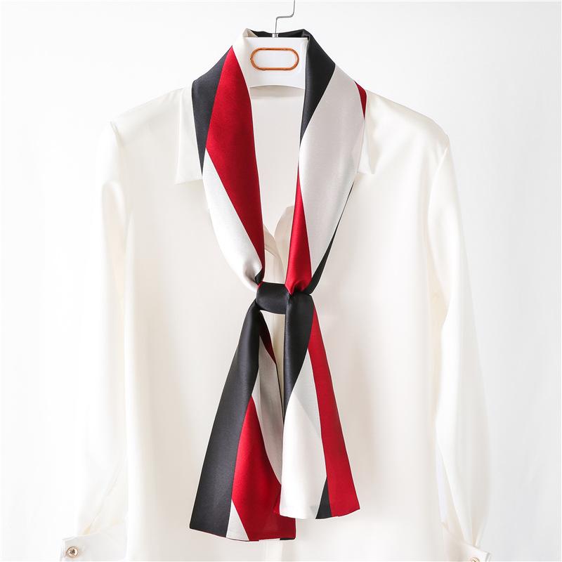 Хиджаб Натуральный Длинный Шелк Женский Принт Элегантные Шейные Платки Лента для Волос Головная Повязка Завязка Украшение Ручки Сумки Фуляр Воротник Косынка