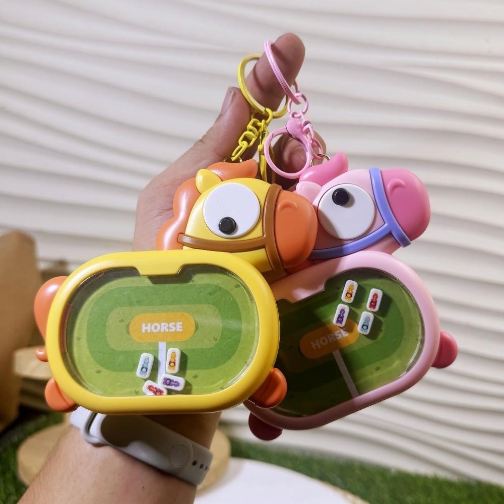 Plastic Magnetic Horse-Racing Keychain Cartoon Backpack Charm Novelty Keychain School Bag Ornament