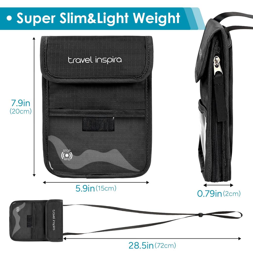 Паспорт паспорт висящий от безопасности большой заграничный паспорт безопасность паспорт удобный черный [travel inspira] чехол, чехол, шея, анти-скимминг,