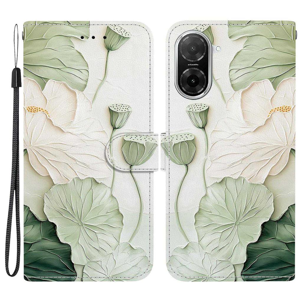 Для Xiaomi Redmi A5 NFC (США) (173,45 мм) Кожаный чехол-кошелек с принтом, подставка, чехол для телефона с ремешком