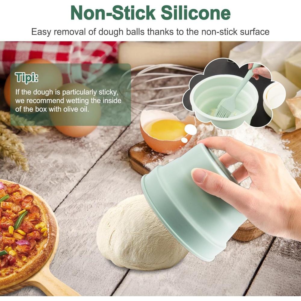 Гибридный контейнер для пиццы с крышкой, многофункциональный складной силиконовый контейнер с антипригарным покрытием для расстойки хлеба/пиццы/тостов, кухонный инструмент для выпечки