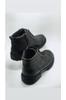 Men's Fashion Genuine Leather Flat Heeled Booties Black Zippered Winter Boots Shoes