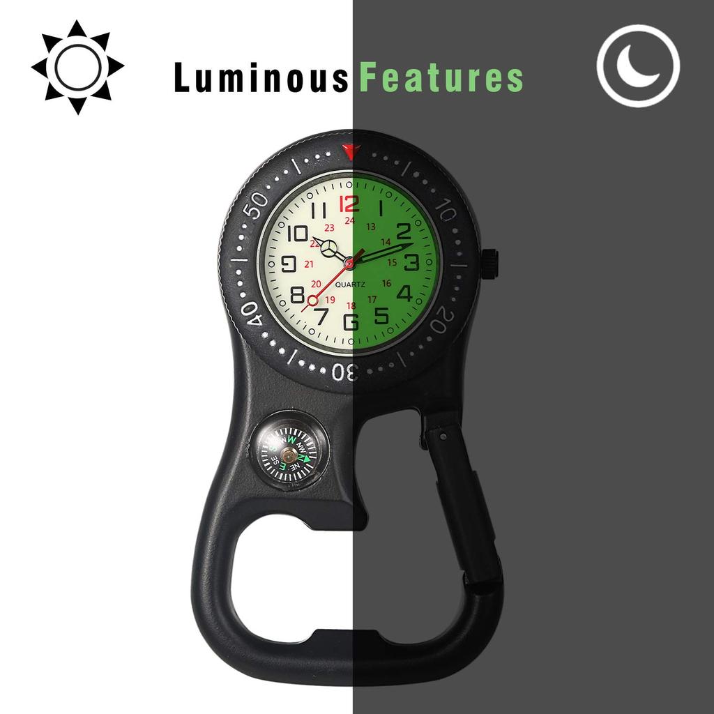 Lancardo Nurse Watch Pocket Watch Analog Luminous Carabiner Black 2 Мужские Женские