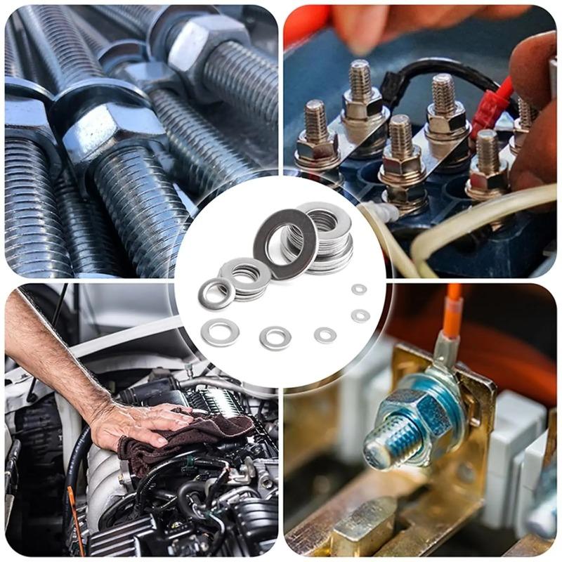 Набор плоских шайб из нержавеющей стали M2-M16 Металлические шайбы для винтов Кольца Простые прокладки Крепежные элементы Ассортиментные наборы для ремонта