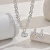 Fashion Bare Diamond Zircon Necklace Earrings Bracelet Women'S Set Super Flash Full Diamond Three-Piece Set