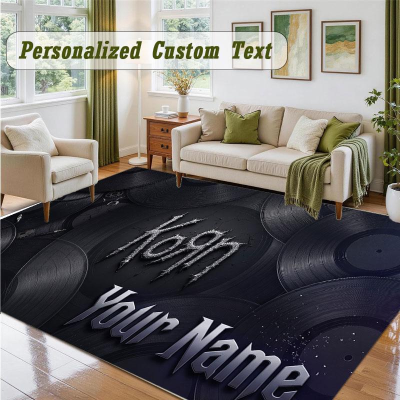 Crystal Velvet Square Rug Custom NameKorn Pattern Non Slip Home Floor Decor Rug